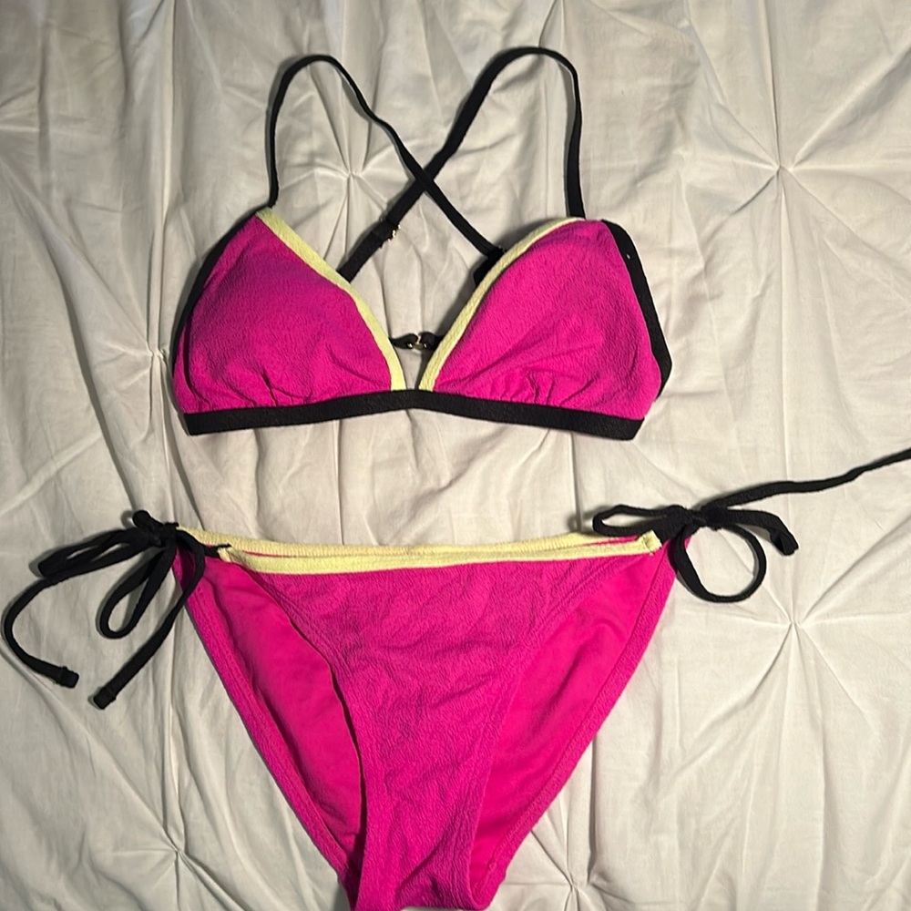 No Boundaries Pink Bikini Top and Bottoms